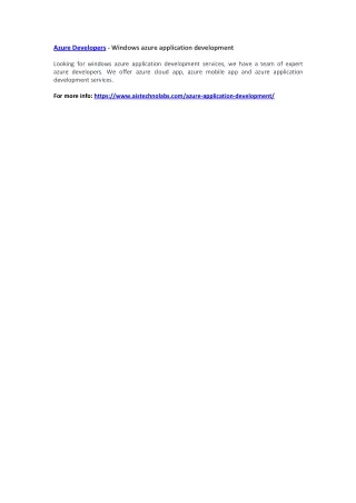 azure developers windows azure application