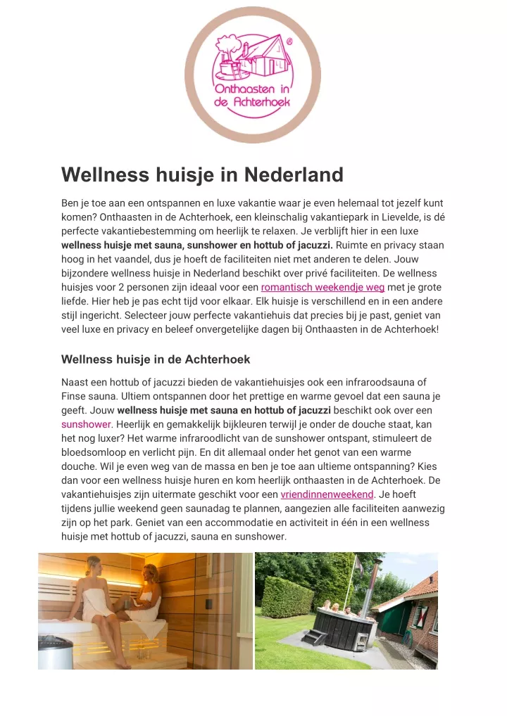 wellness huisje in nederland