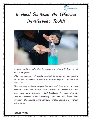 is hand sanitizer an effective disinfectant tool