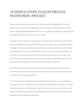 10 simple steps to keep private passwords private
