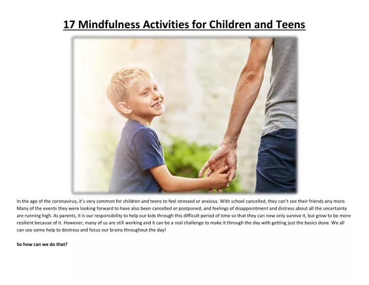 17 mindfulness activities for children and teens