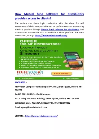how mutual fund software for distributors