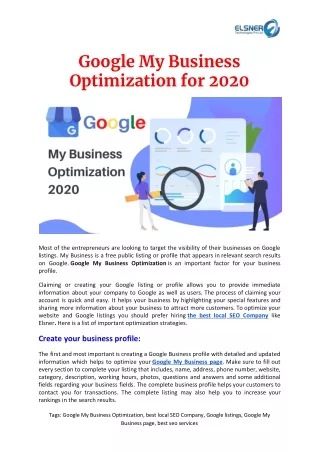 google my business optimization for 2020