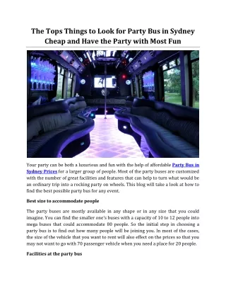 the tops things to look for party bus in sydney