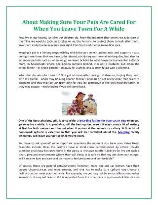 about making sure your pets are cared for when