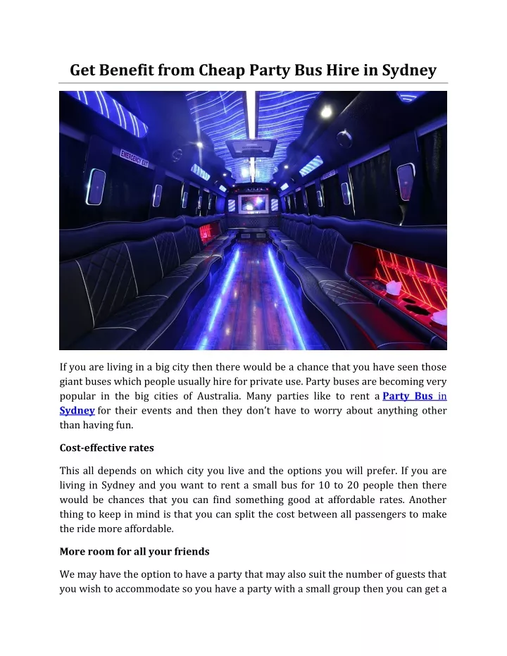 get benefit from cheap party bus hire in sydney