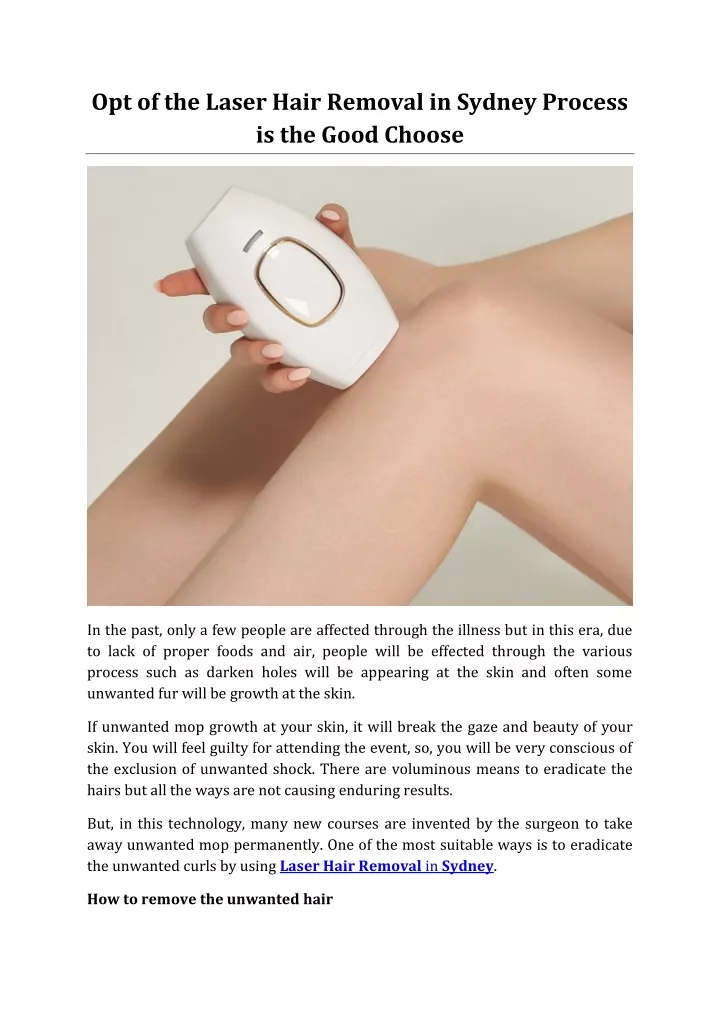 opt of the laser hair removal in sydney process