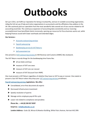 Payroll Outsourcing | VAT Outsource Services | Outbooks