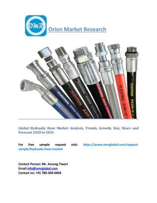 Hydraulic Hose Market Analysis, Trends, Growth, Size, Share and Forecast 2020 to 2026