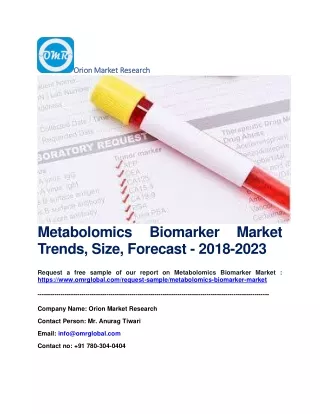 Metabolomics Biomarker Market Trends, Size, Forecast - 2018-2023