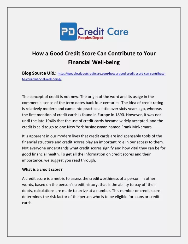 how a good credit score can contribute to your