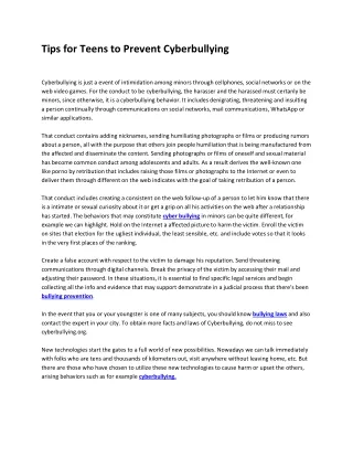 tips for teens to prevent cyberbullying