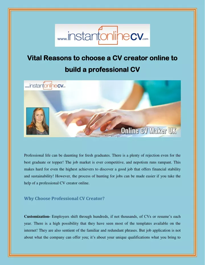 vital reasons to choose a cv creator online