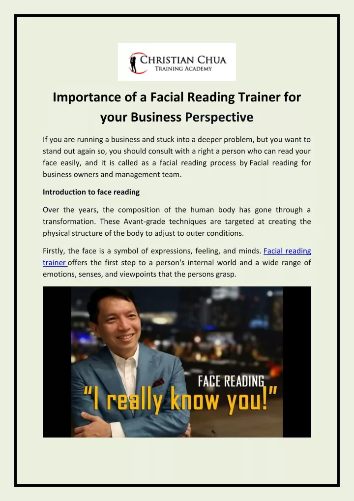 importance of a facial reading trainer for your