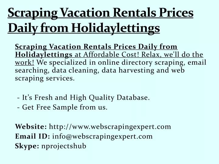 scraping vacation rentals prices daily from holidaylettings