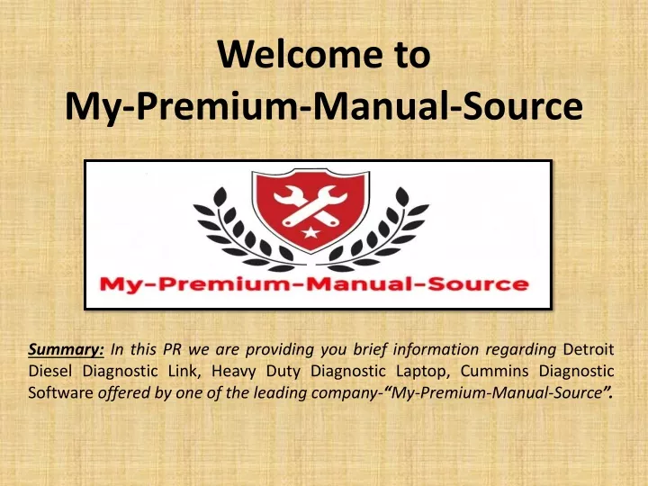 welcome to my premium manual source