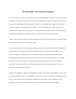 the benefits full disk encryption