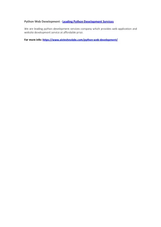 python web development leading python development