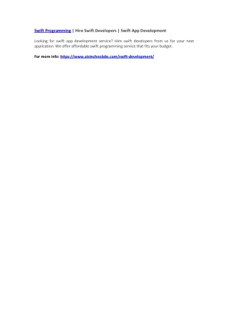 swift programming hire swift developers swift
