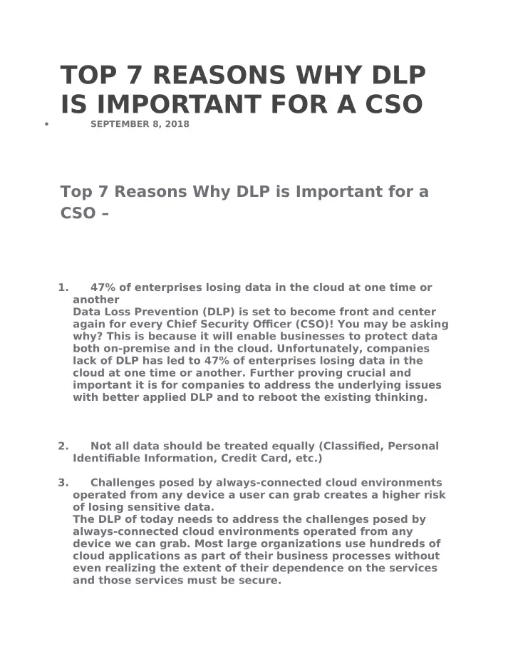top 7 reasons why dlp is important