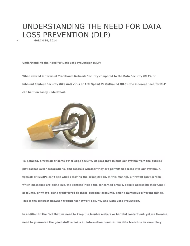 understanding the need for data loss prevention