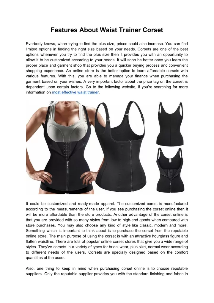 features about waist trainer corset