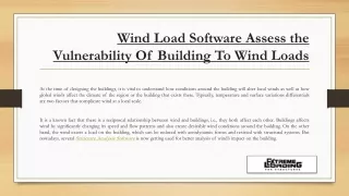 Wind Load Software Assess the Vulnerability Of Building To Wind Loads