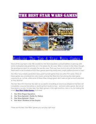 ranking the top 4 star wars games