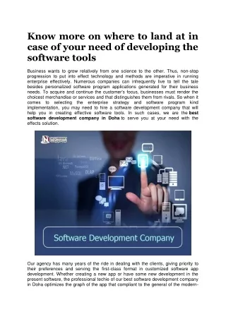 Know more on where to land at in case of your need of developing the software tools