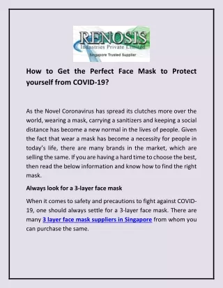 How to Get the Perfect Face Mask to Protect yourself from COVID-19?