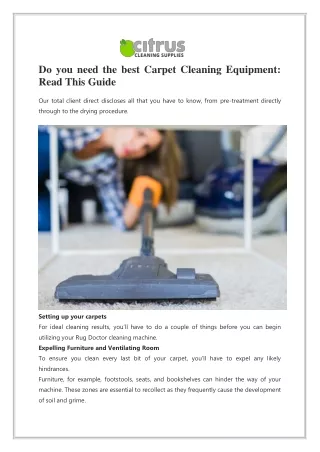 do you need the best carpet cleaning equipment