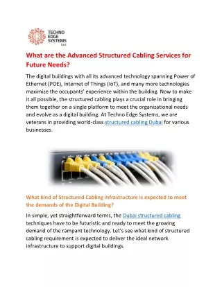 what are the advanced structured cabling services