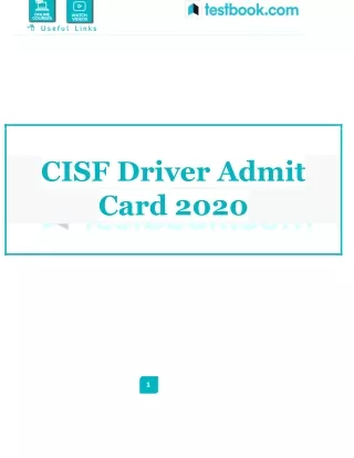 CISF Driver 2020 Admit Card