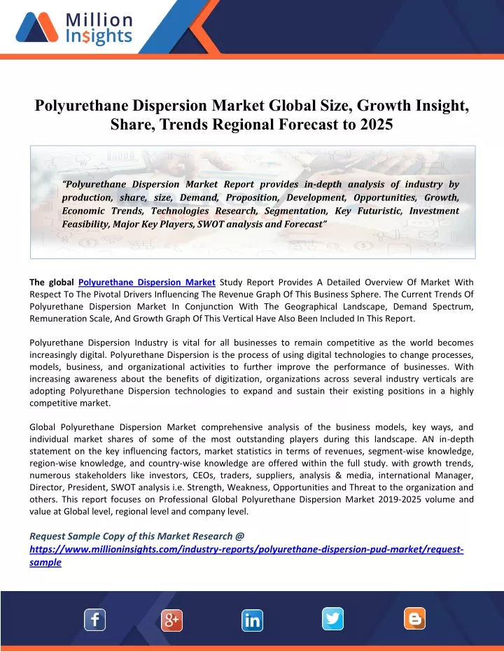 polyurethane dispersion market global size growth