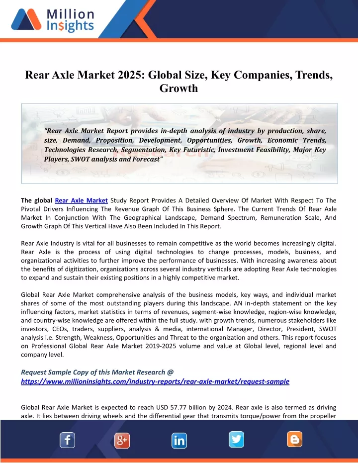 rear axle market 2025 global size key companies