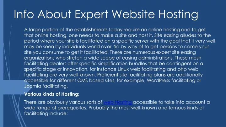 info about expert website hosting
