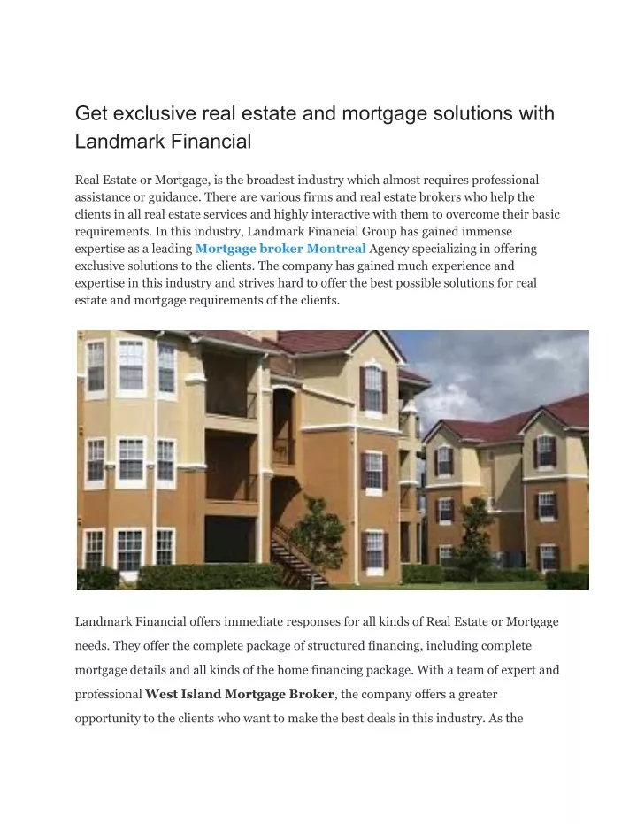 get exclusive real estate and mortgage solutions