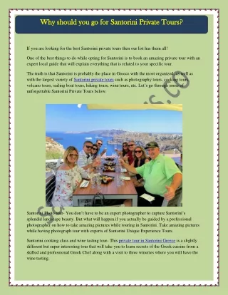 why should you go for santorini private tours