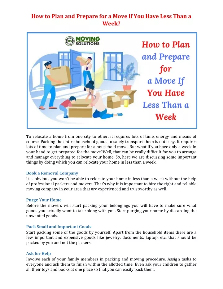 how to plan and prepare for a move if you have