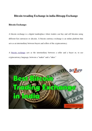 Bitcoin treading Exchange in india-Bitzapp Exchange