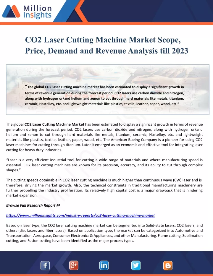 co2 laser cutting machine market scope price