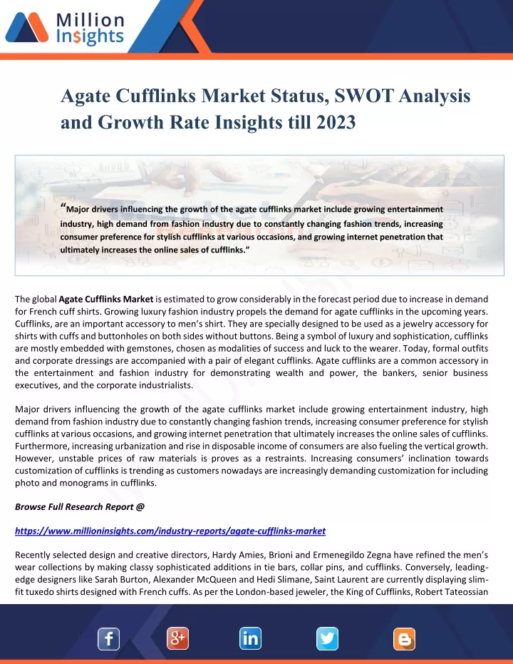 agate cufflinks market status swot analysis