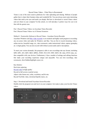 record vimeo videos 2 best ways to recommend