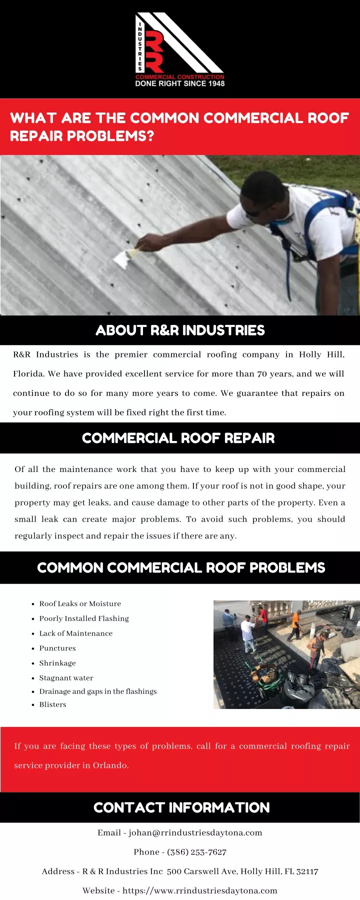 what are the common commercial roof repair