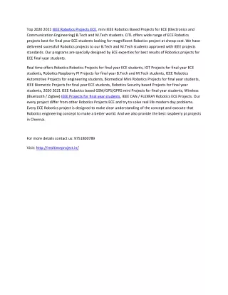 top 2020 2021 ieee robotics projects ece mini