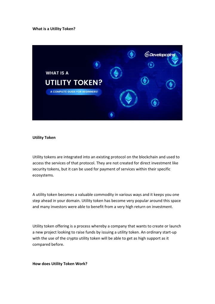 what is a utility token