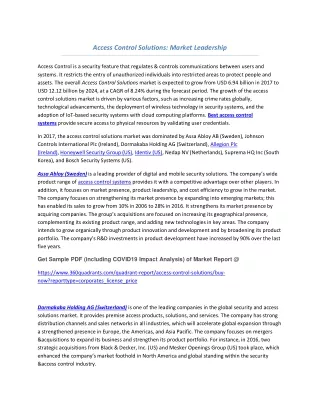 access control solutions market leadership