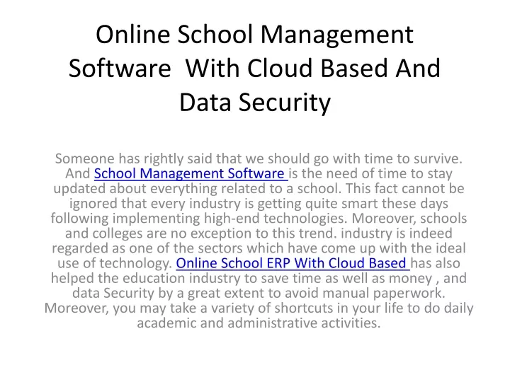 online school management software with cloud based and data security