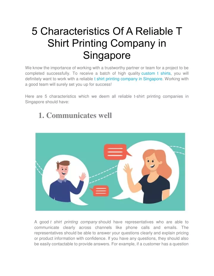 5 characteristics of a reliable t shirt printing