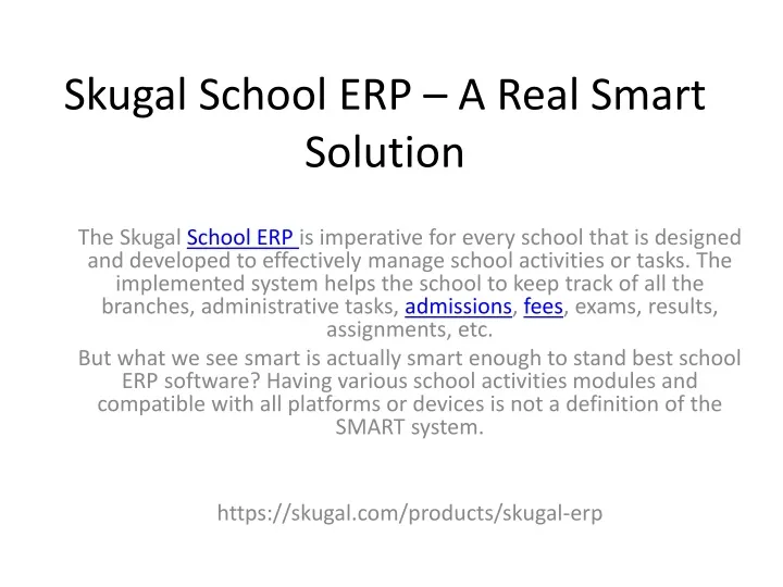 skugal school erp a real smart solution